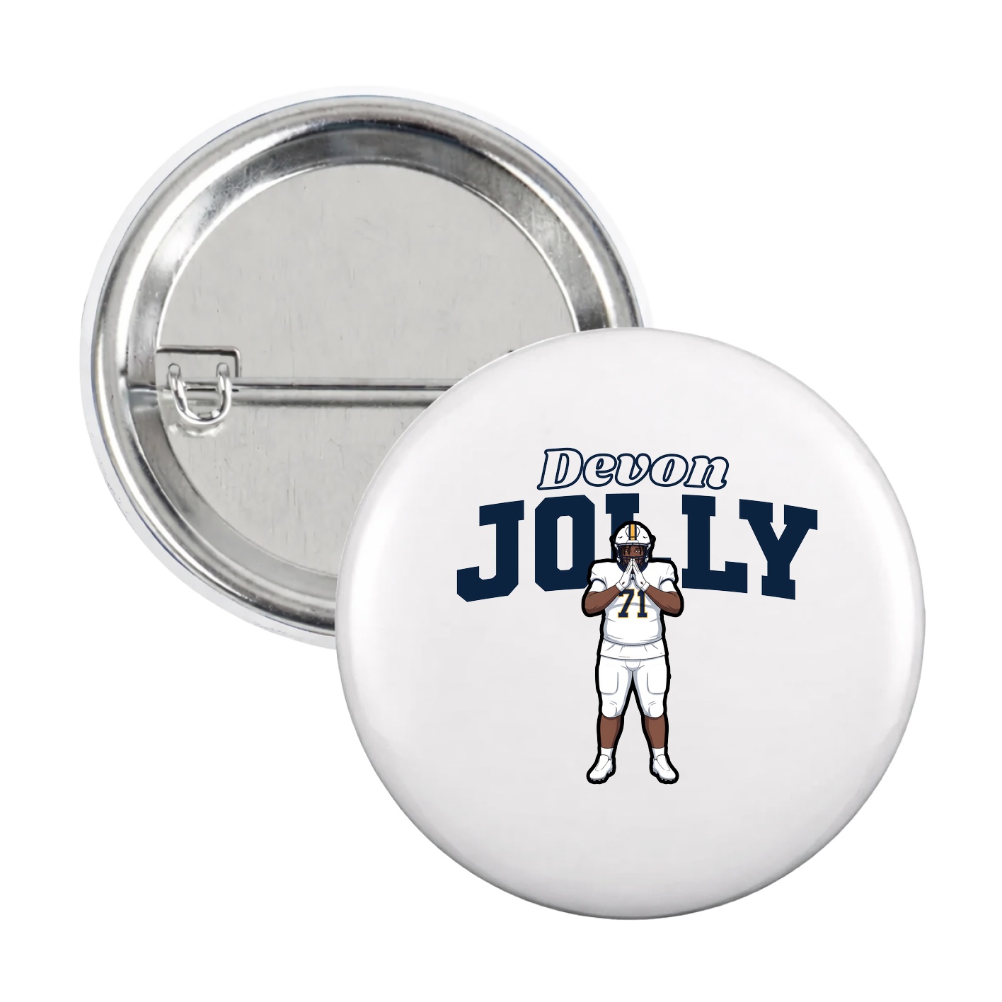 Game Day Button — Name Arch in White