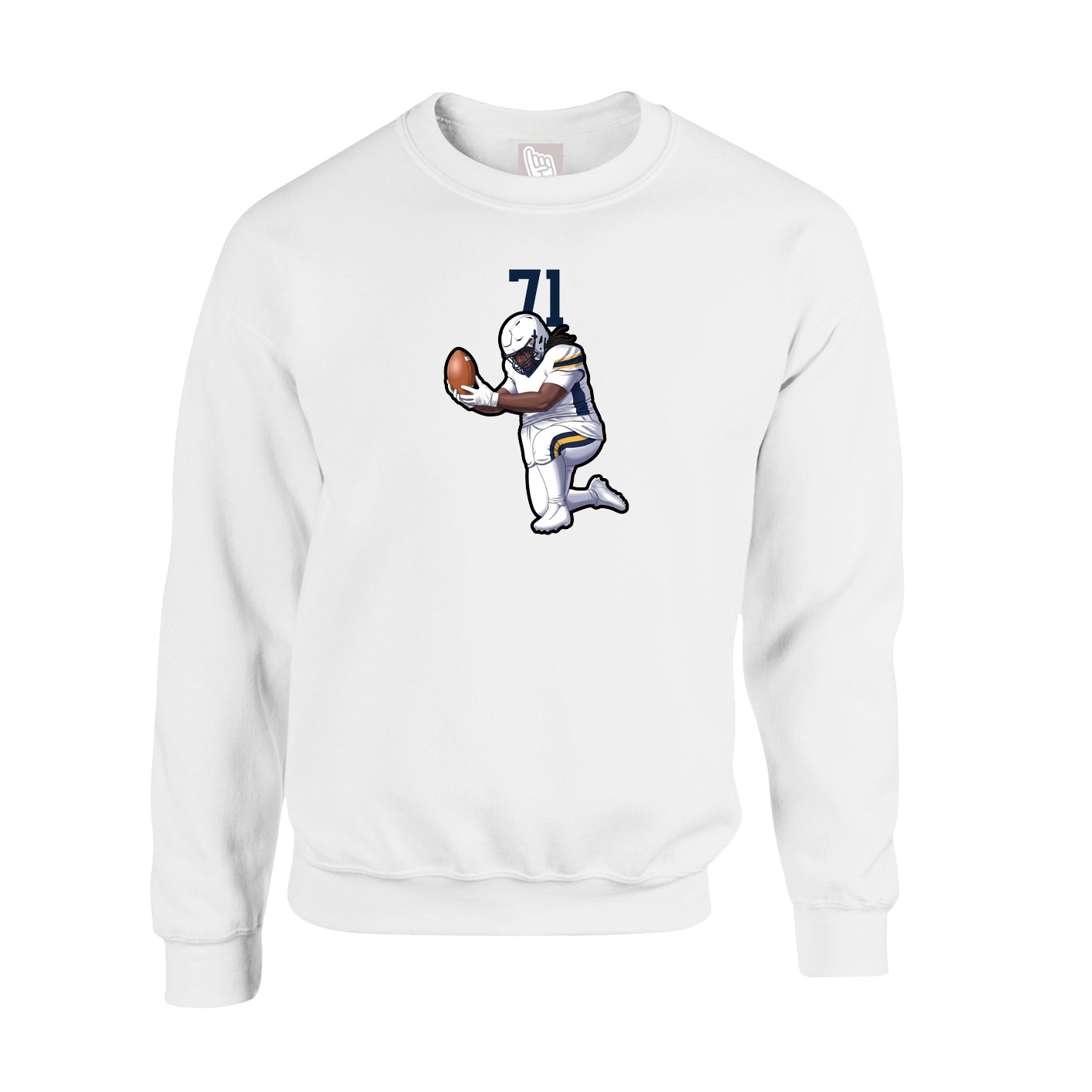 Fleece Crew — Number Top in White