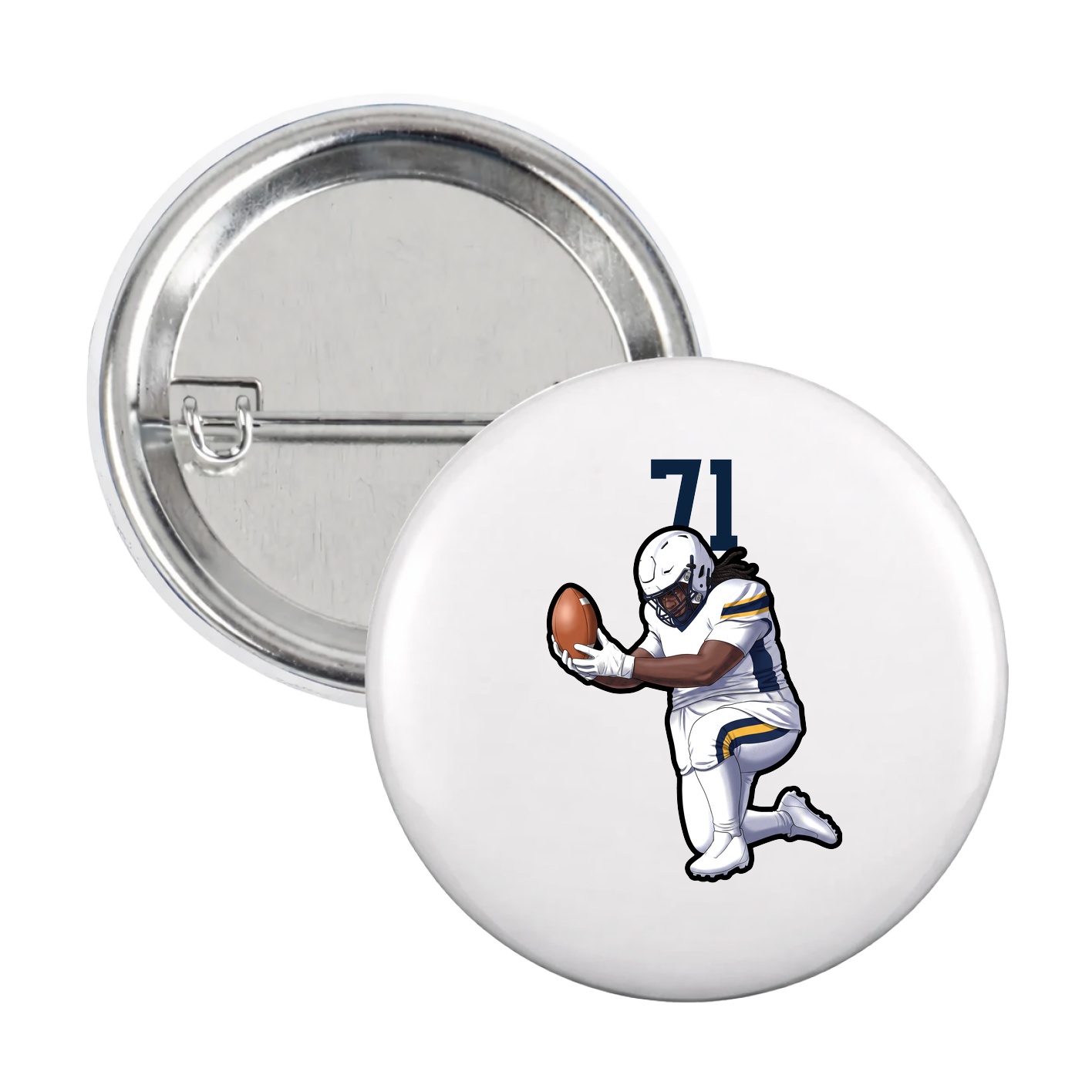 Game Day Button — Number Top in White
