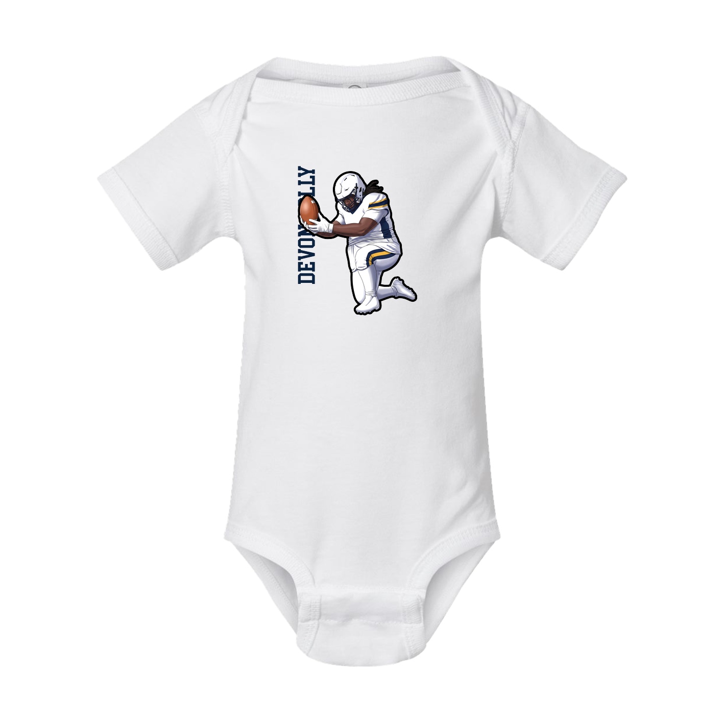 Baby Onesie — Name Vertical in White