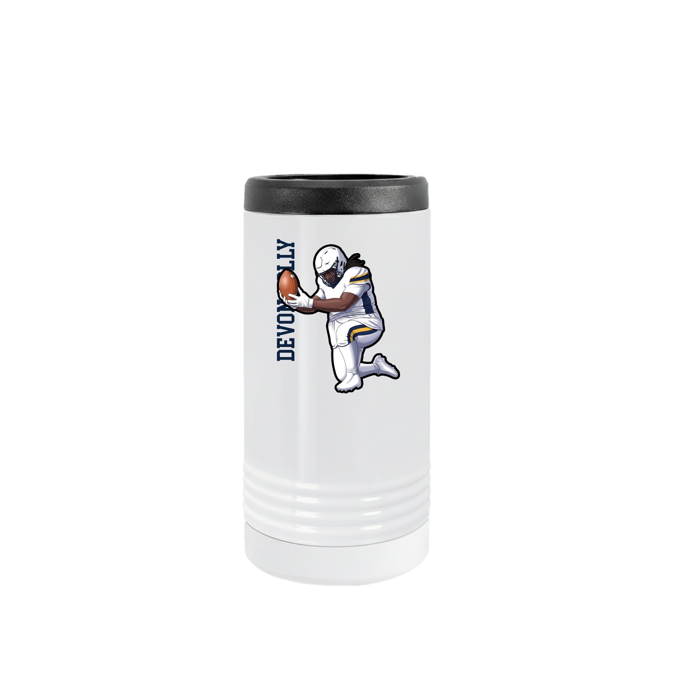 Slim Beverage Holder — Name Vertical in White