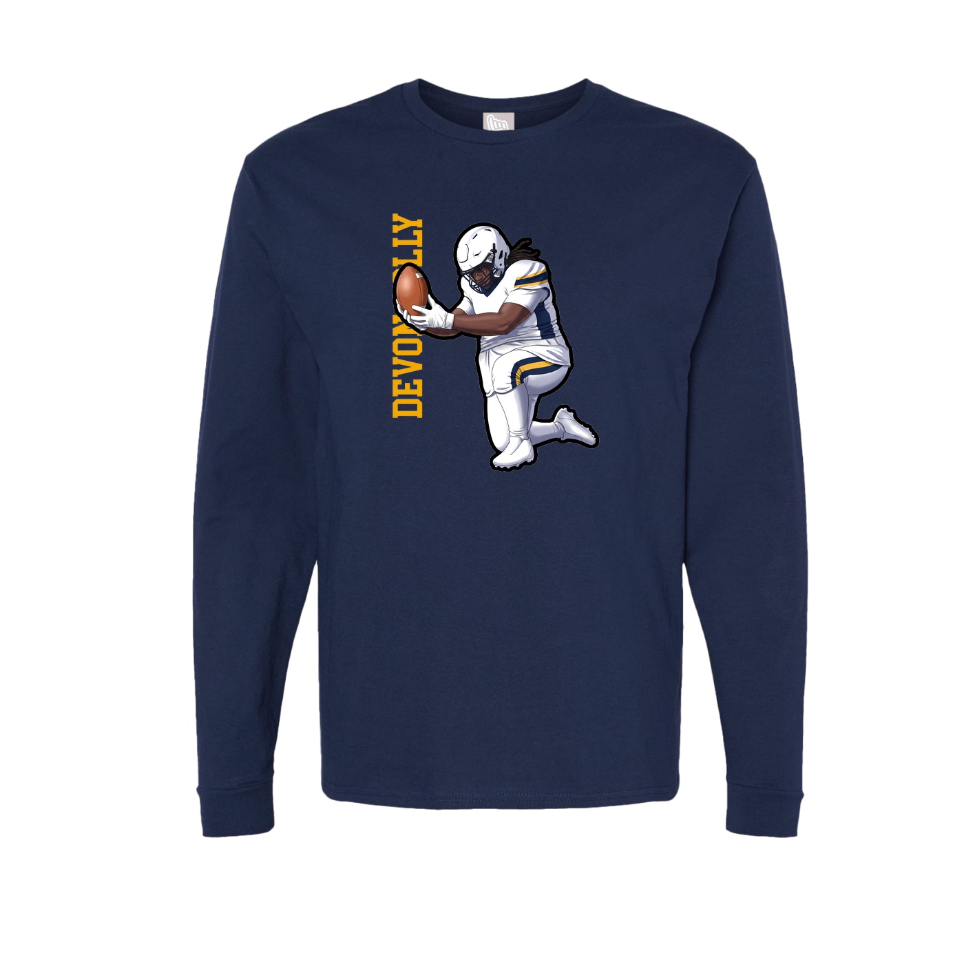 Long Sleeve Tee — Name Vertical in Navy