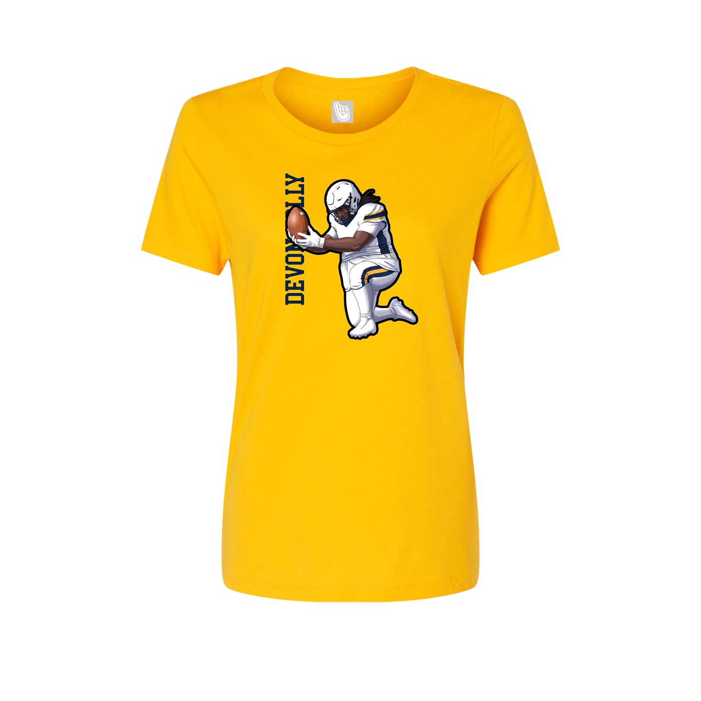 Fitted Women's Tee — Name Vertical in Gold