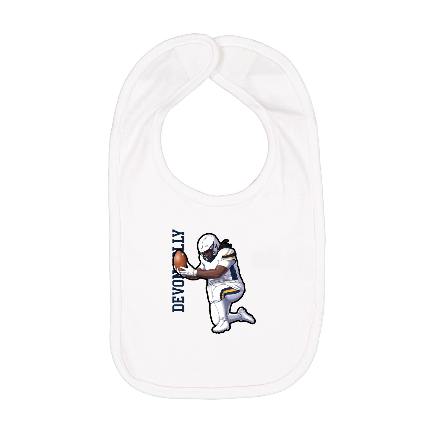 Infant Bib — Name Vertical in White