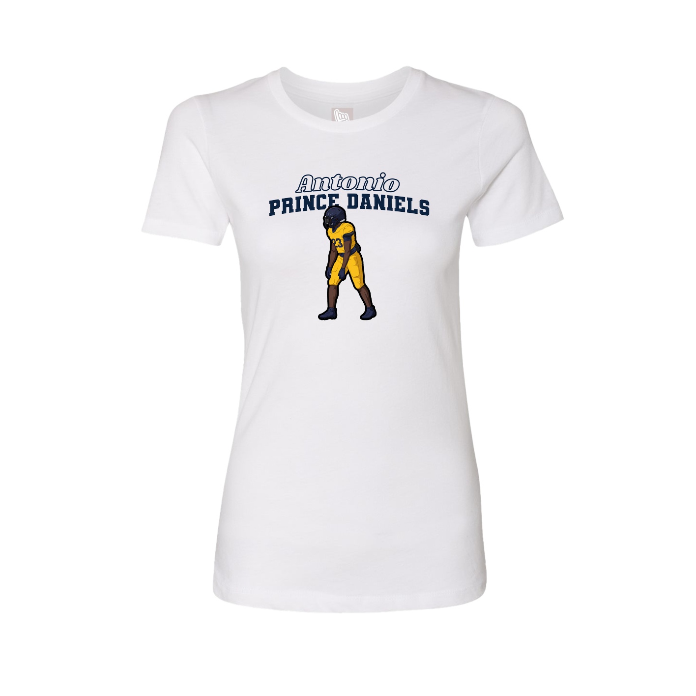 Fitted Women's Tee — Name Arch in White