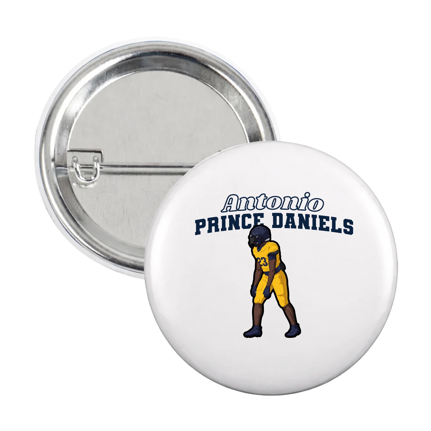 Game Day Button — Name Arch in White