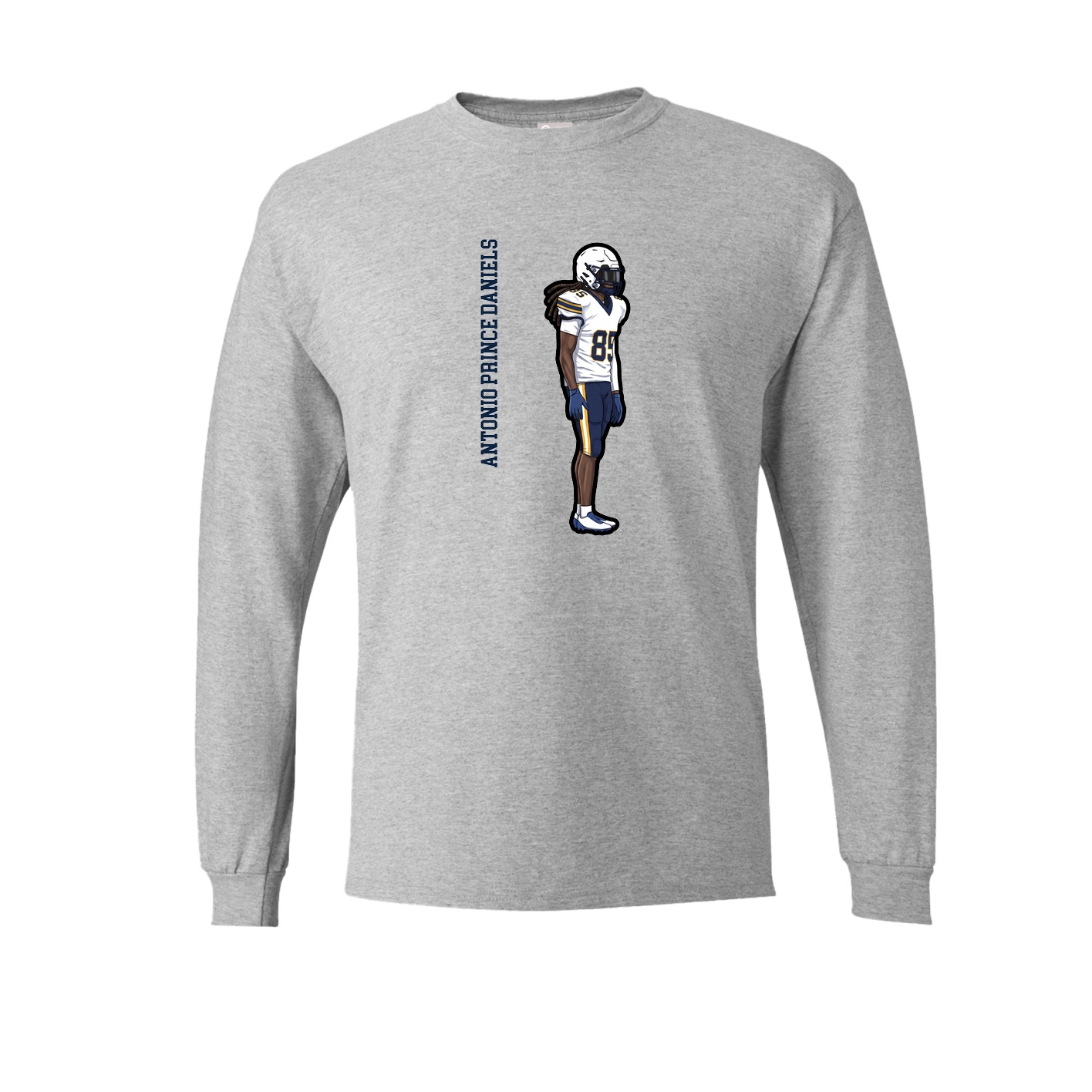 Long Sleeve Tee — Name Vertical in Grey