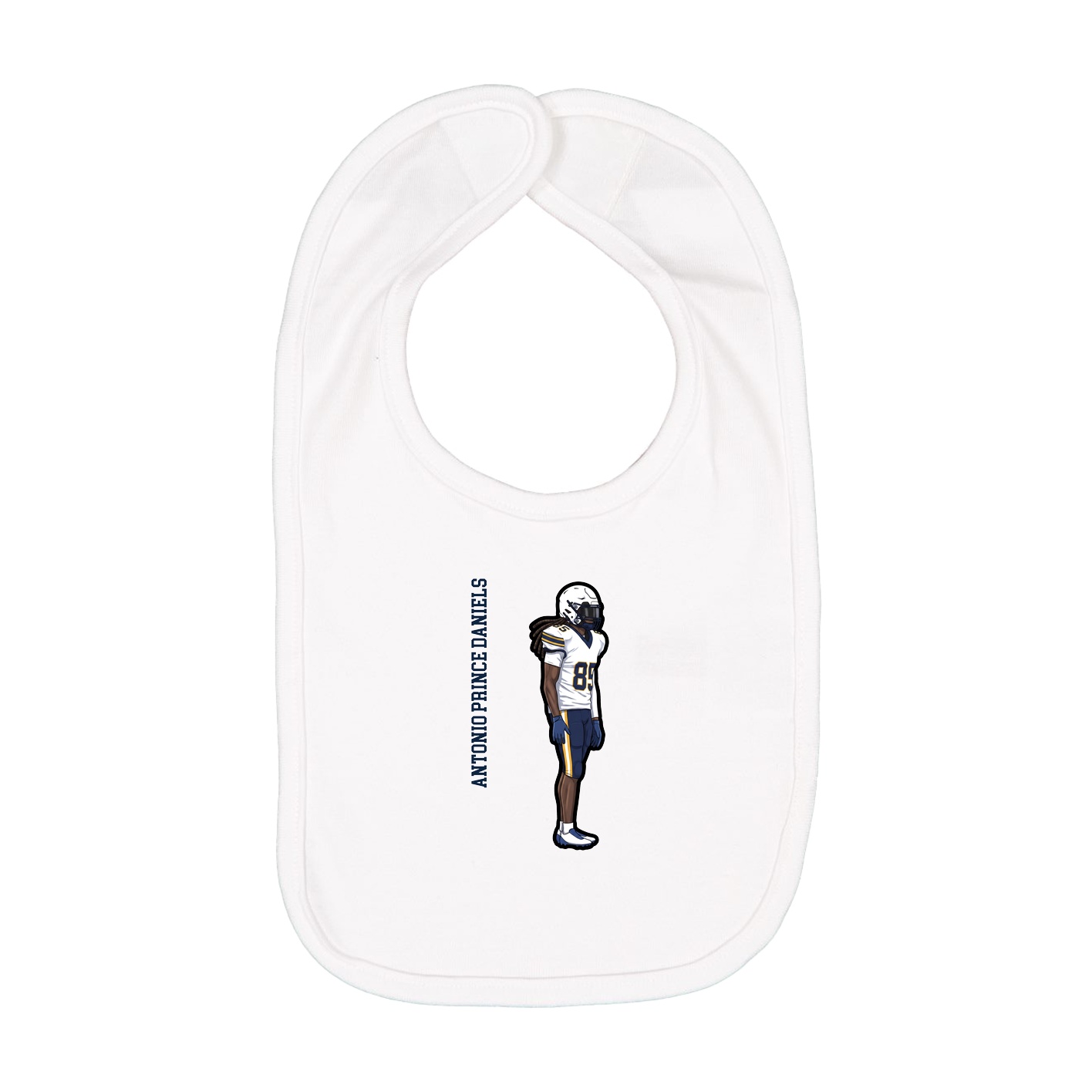 Infant Bib — Name Vertical in White