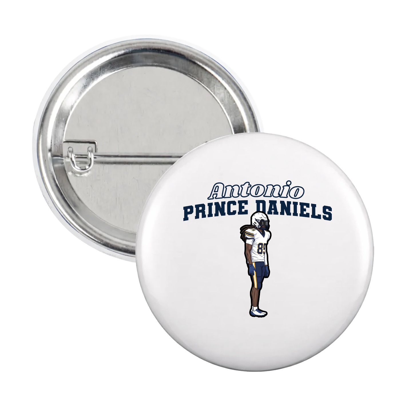 Game Day Button — Name Arch in White