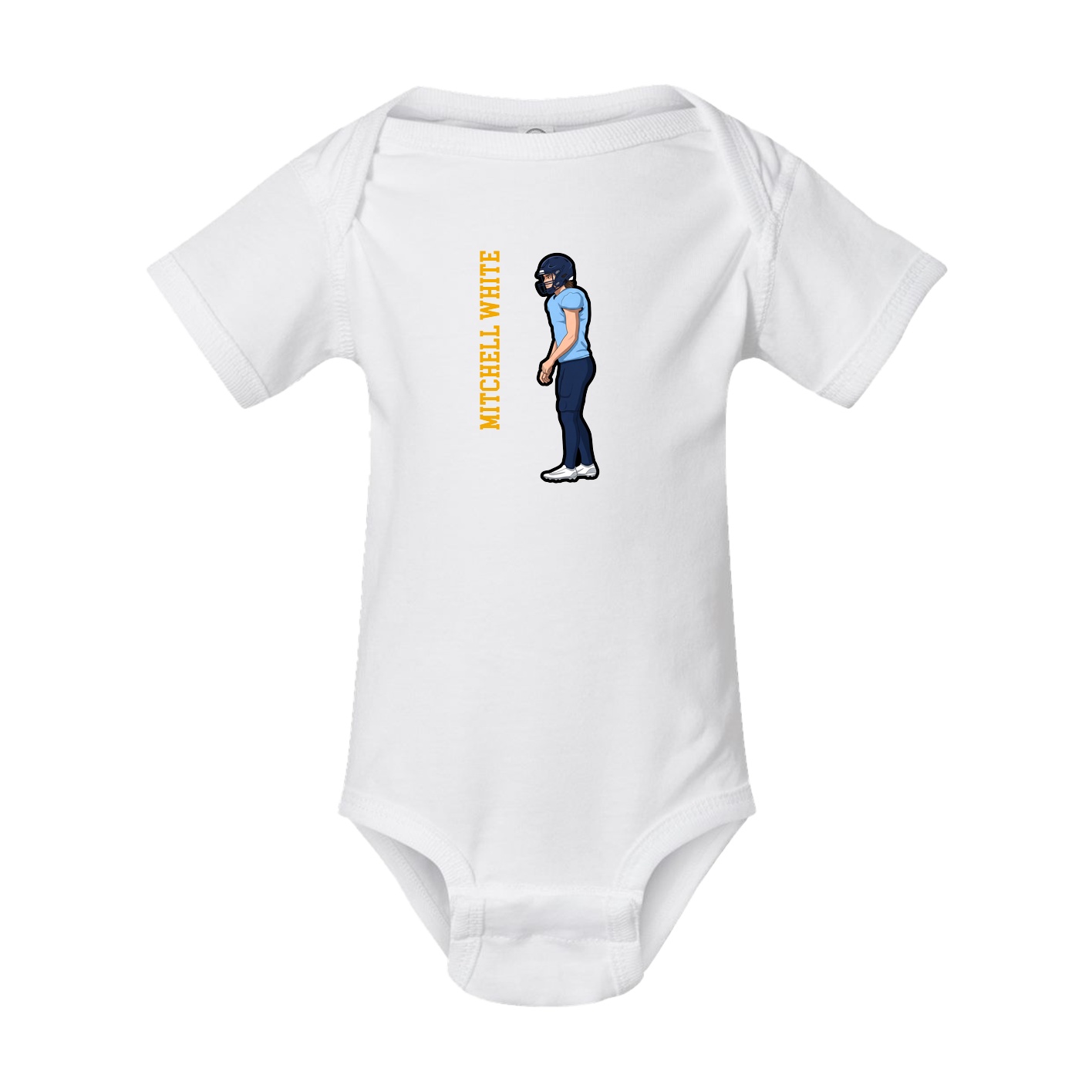 Baby Onesie — Name Vertical in White