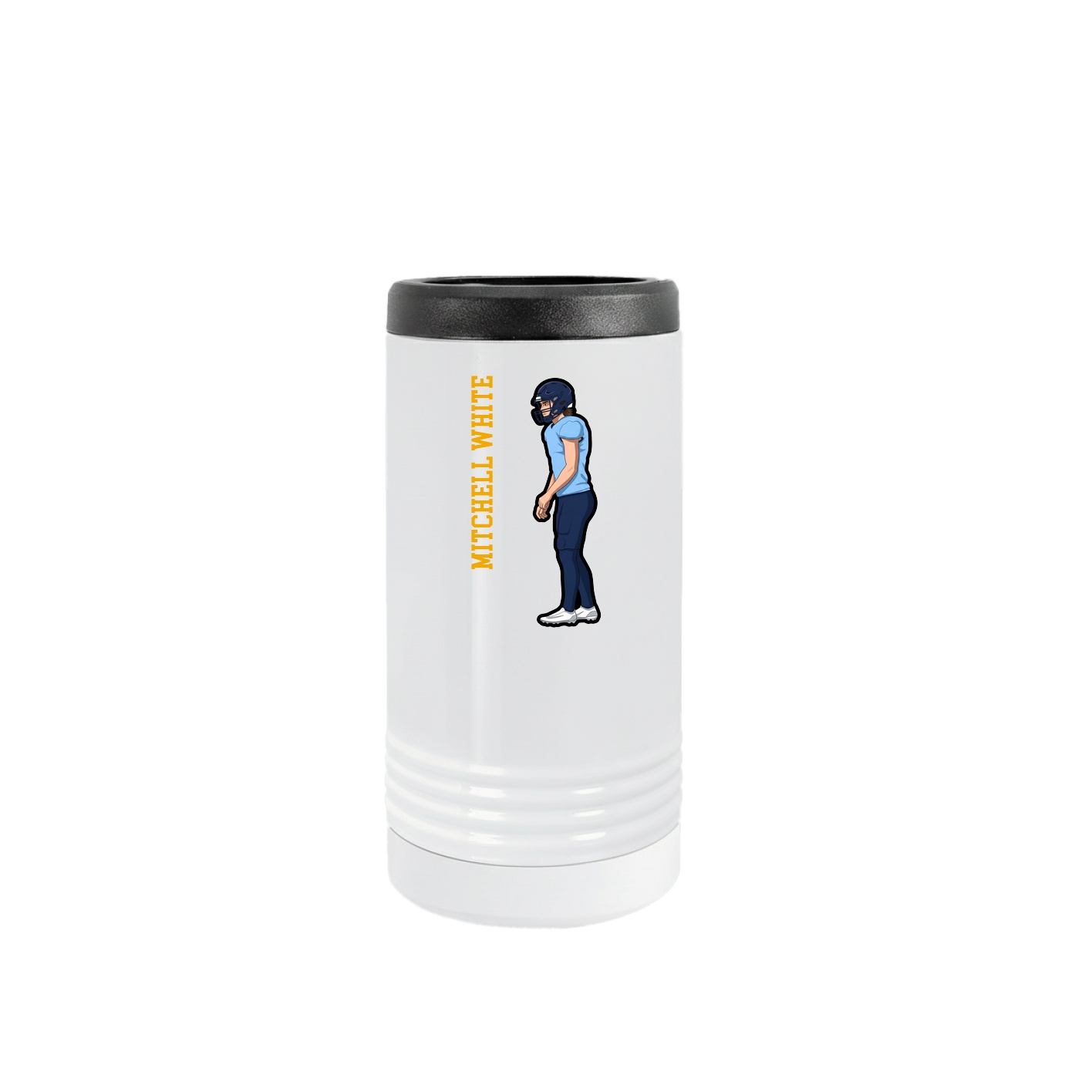 Slim Beverage Holder — Name Vertical in White
