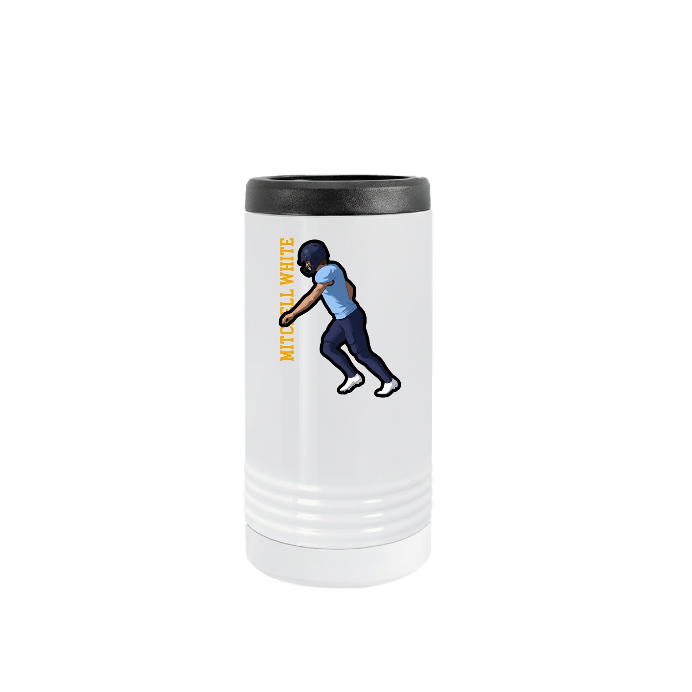 Slim Beverage Holder — Name Vertical in White