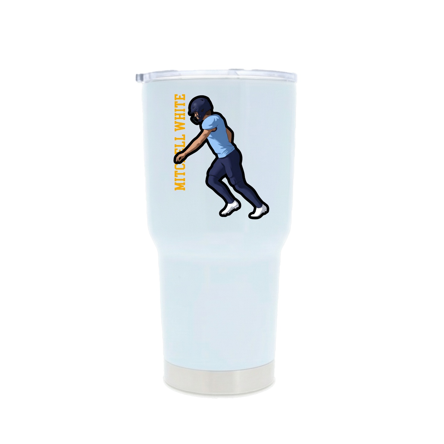 30oz Stainless Steel Tumbler — Name Vertical in White