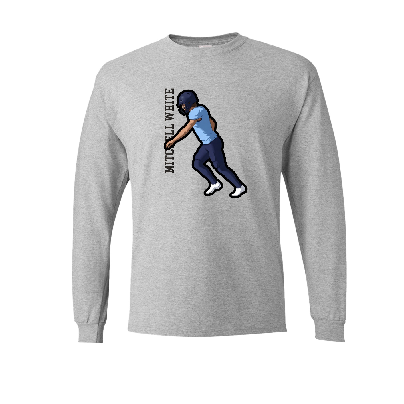 Long Sleeve Tee — Name Vertical in Grey