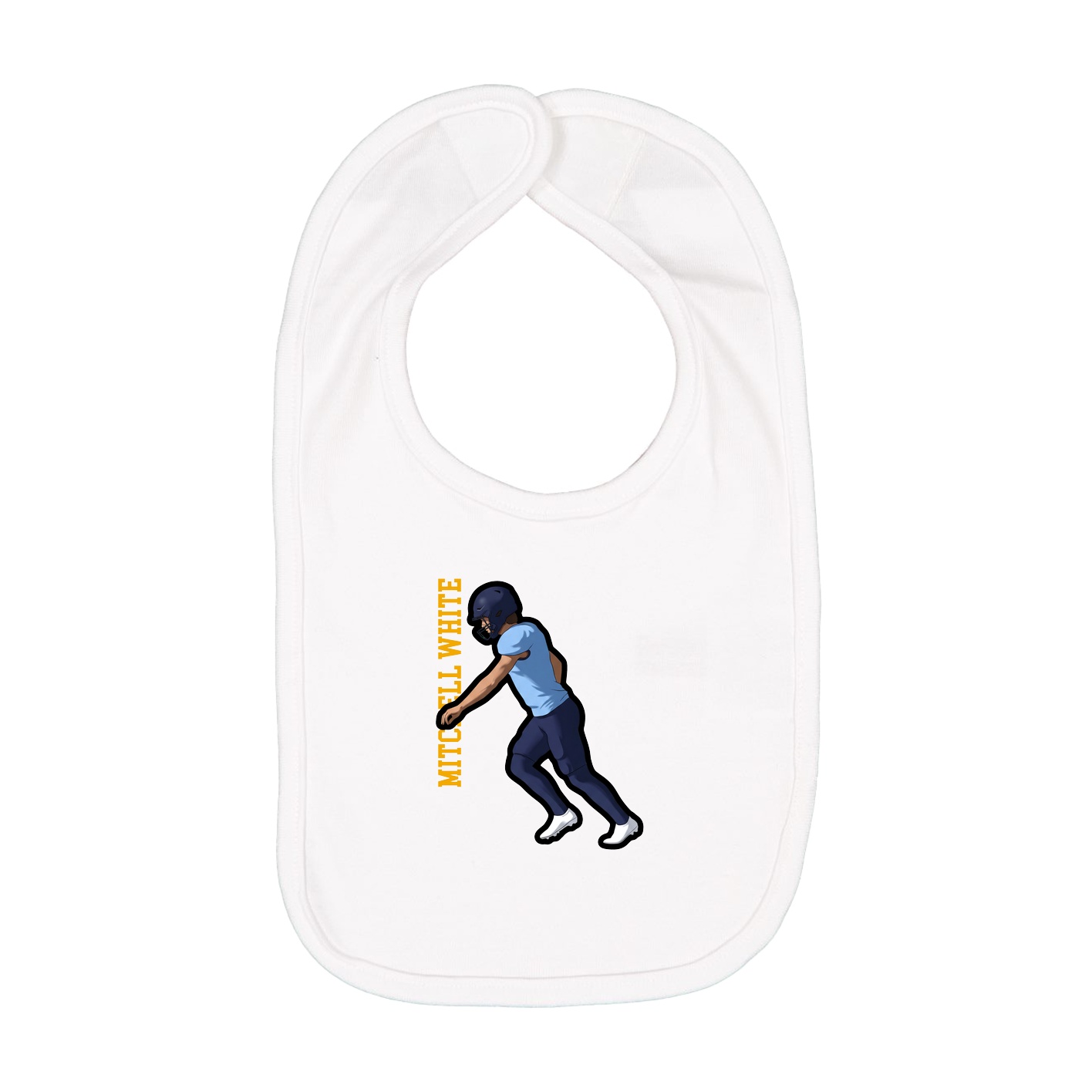 Infant Bib — Name Vertical in White