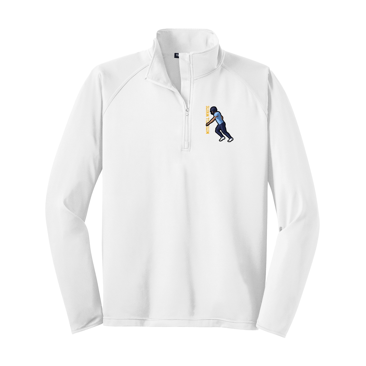 Q-Zip Pullover — Name Vertical in White