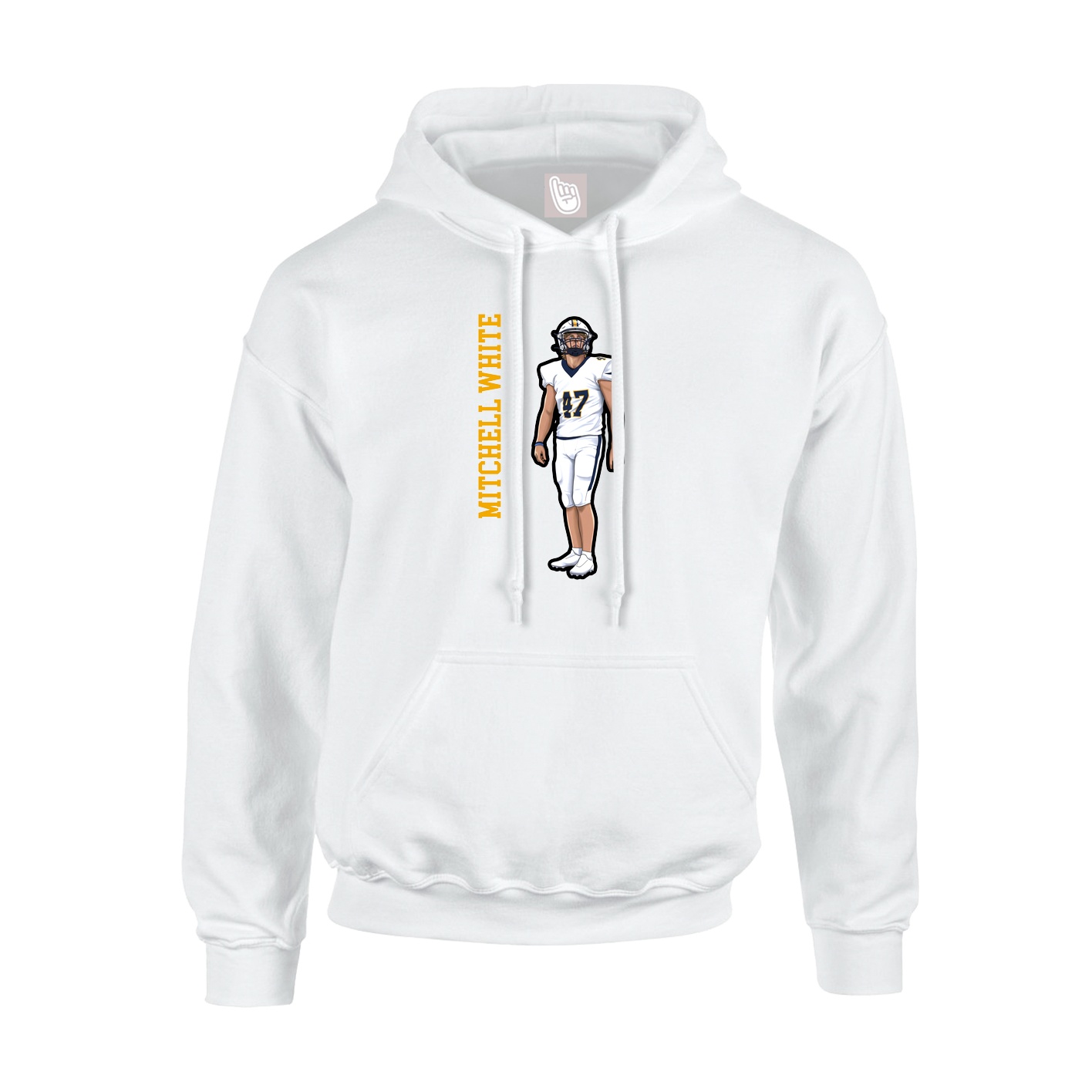 Youth Hoodie — Name Vertical in White