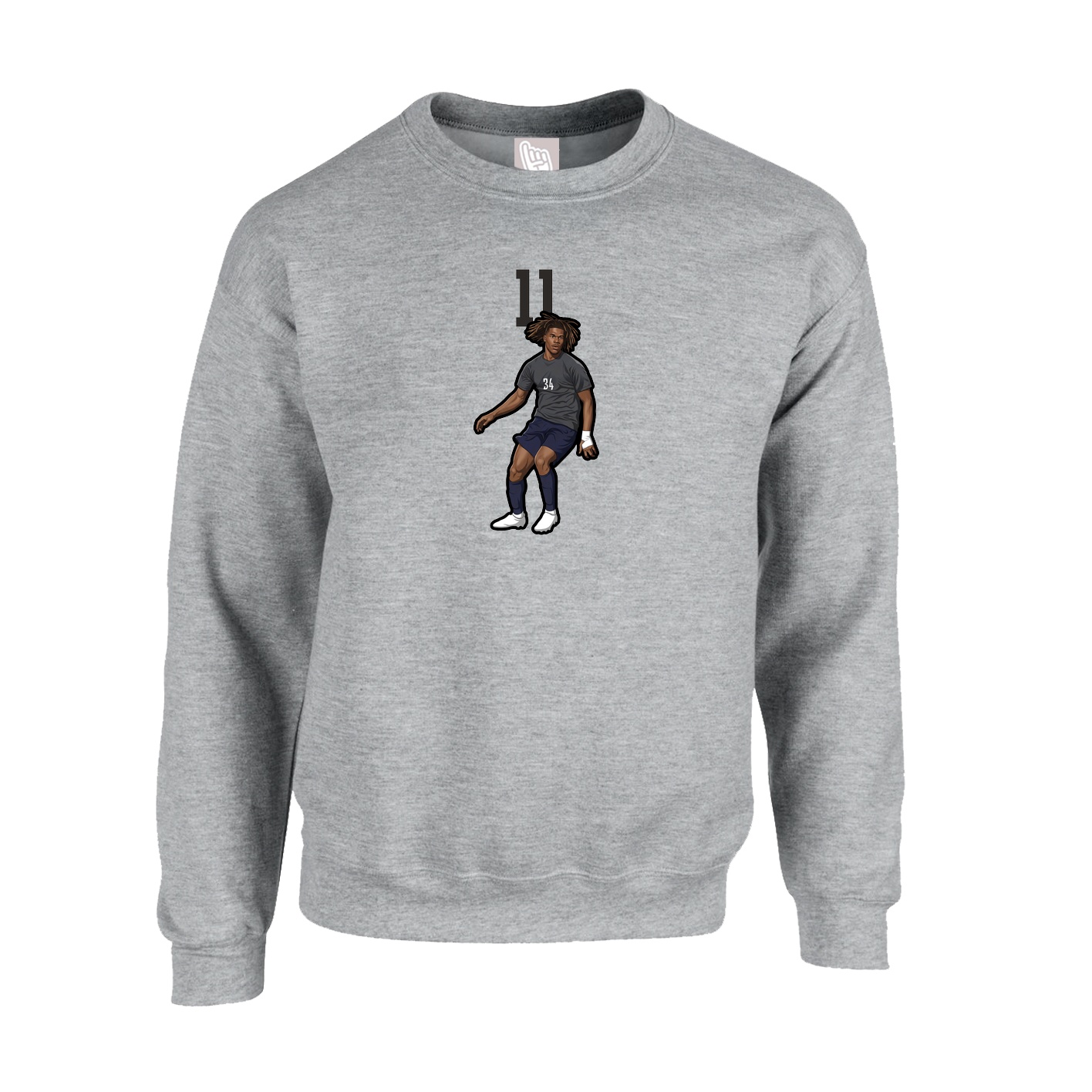 Fleece Crew — Number Top in Grey