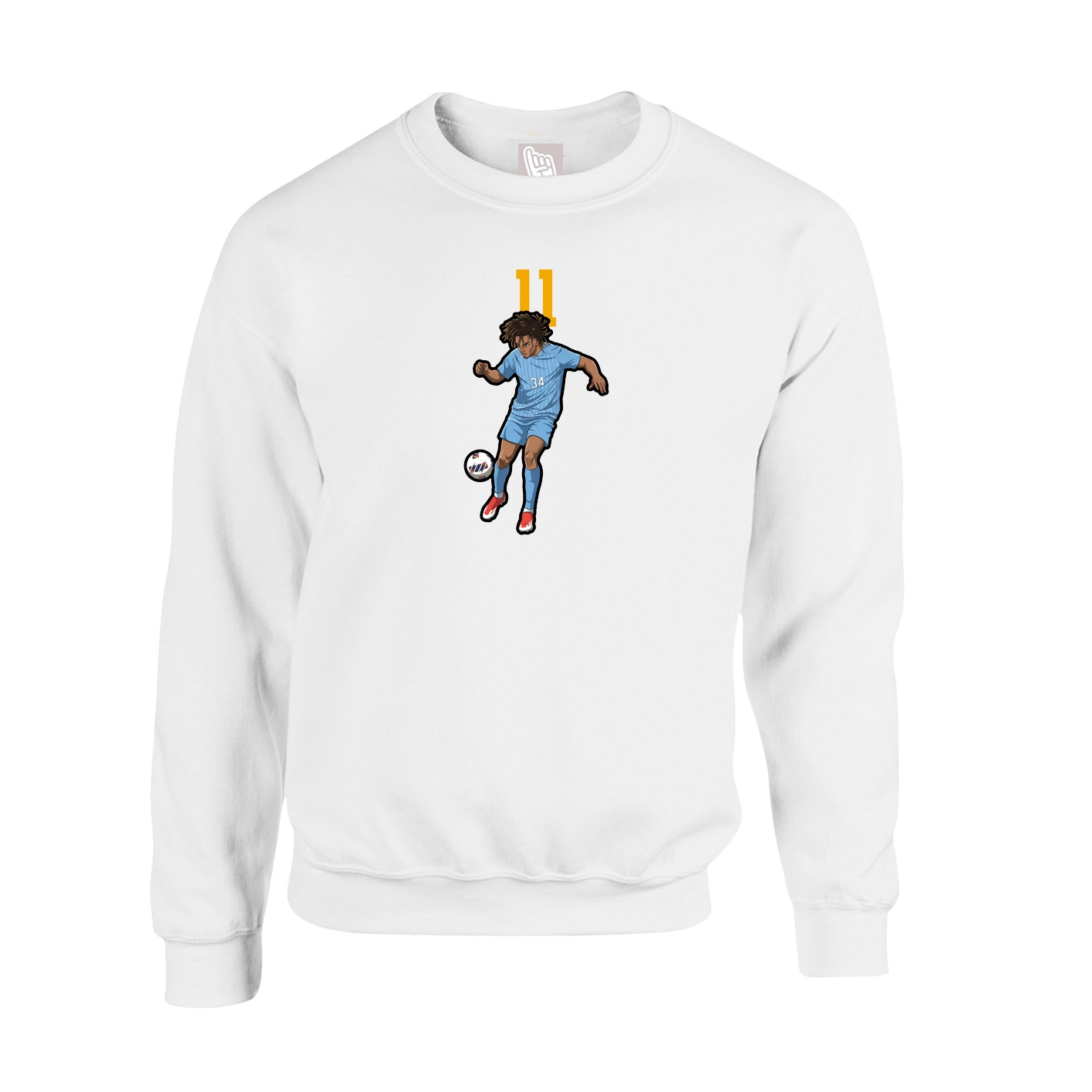 Fleece Crew — Number Top in White