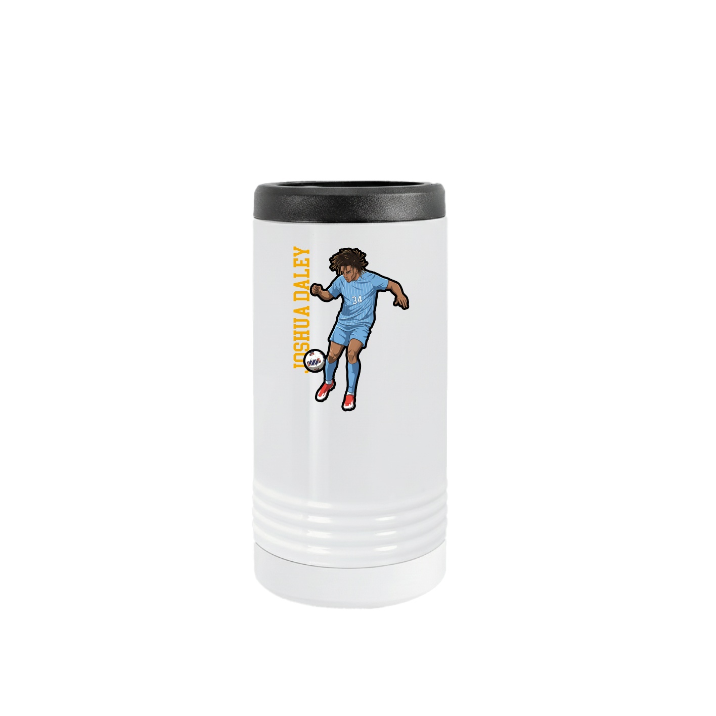 Slim Beverage Holder — Name Vertical in White