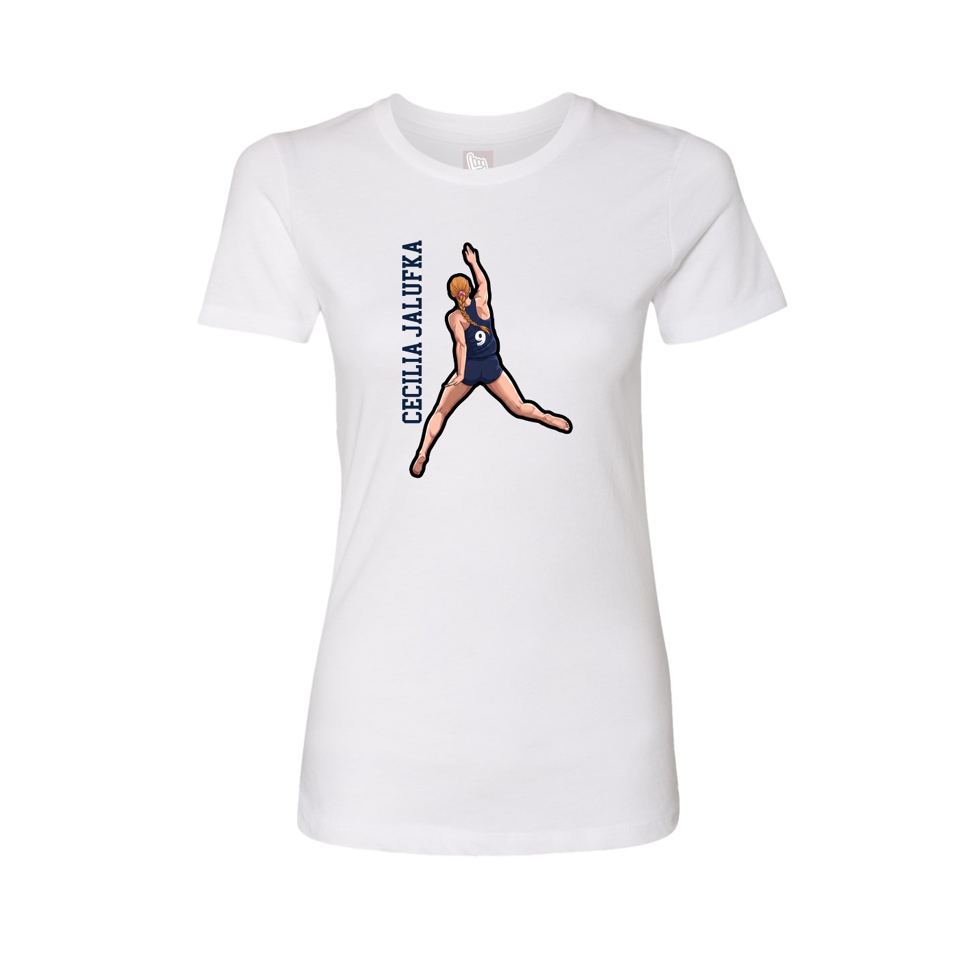 Womens Tee — Name Vertical in White