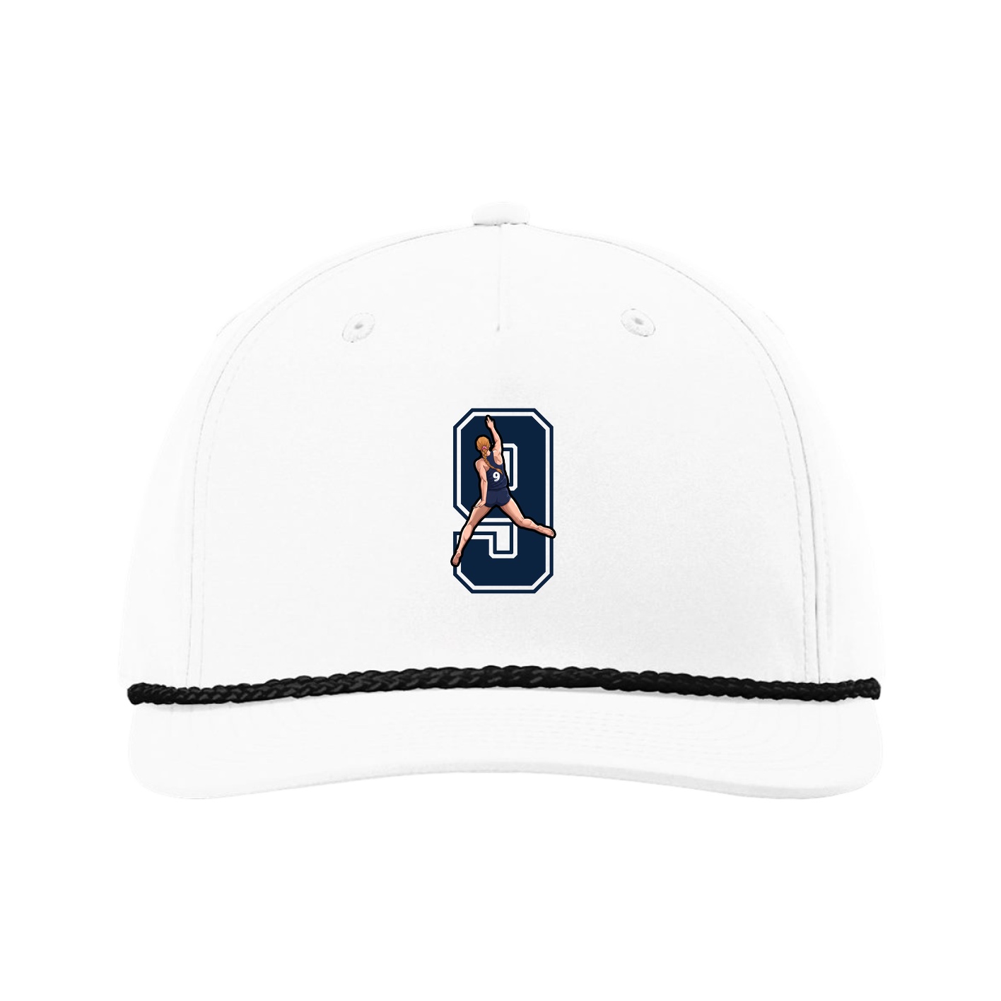 Five-Panel Classic Rope Cap — Number in White