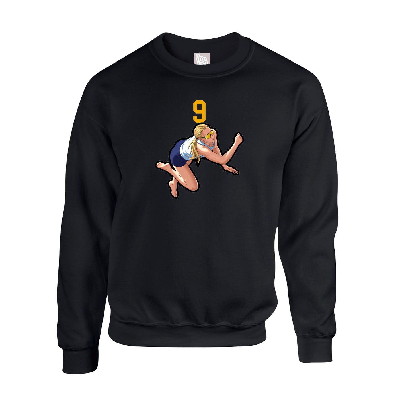Fleece Crew — Number Top in Black