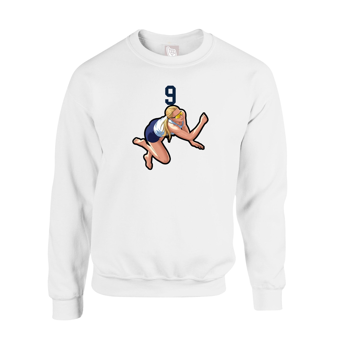 Fleece Crew — Number Top in White
