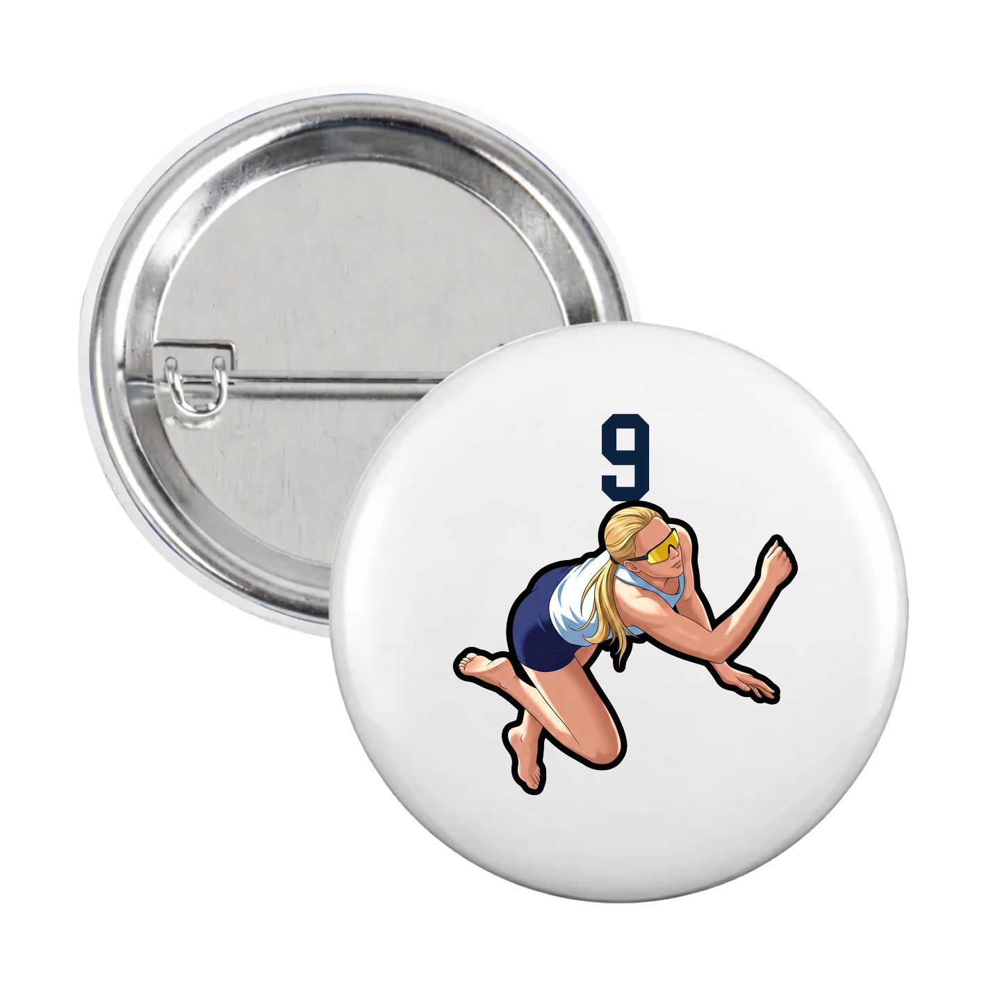 Game Day Button — Number Top in White