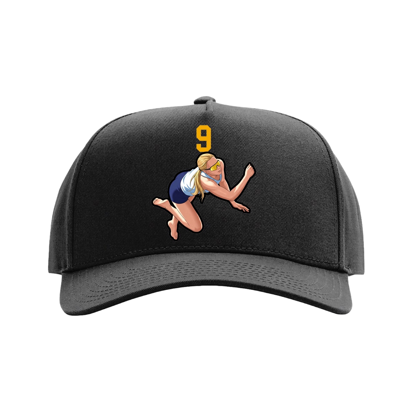 Full Fabric Five-Panel Champ Cap — Number Top in Black