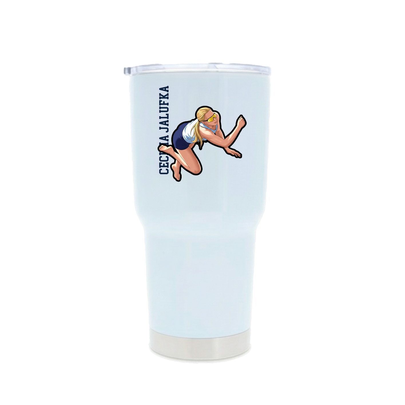 30oz Stainless Steel Tumbler — Name Vertical in White