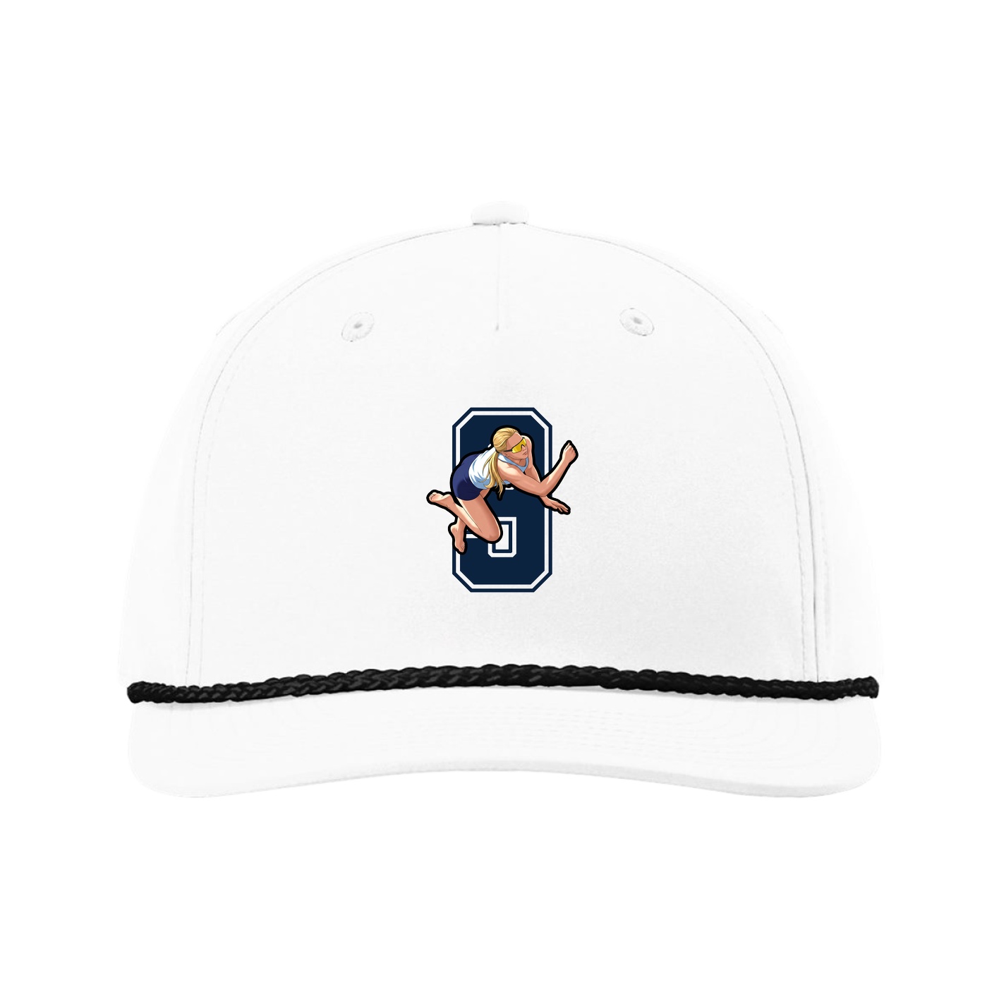 Five-Panel Classic Rope Cap — Number in White