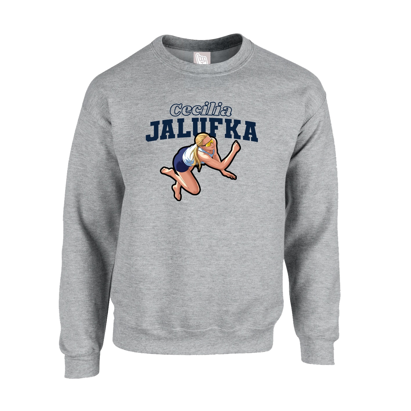 Fleece Crew — Name Arch in Grey