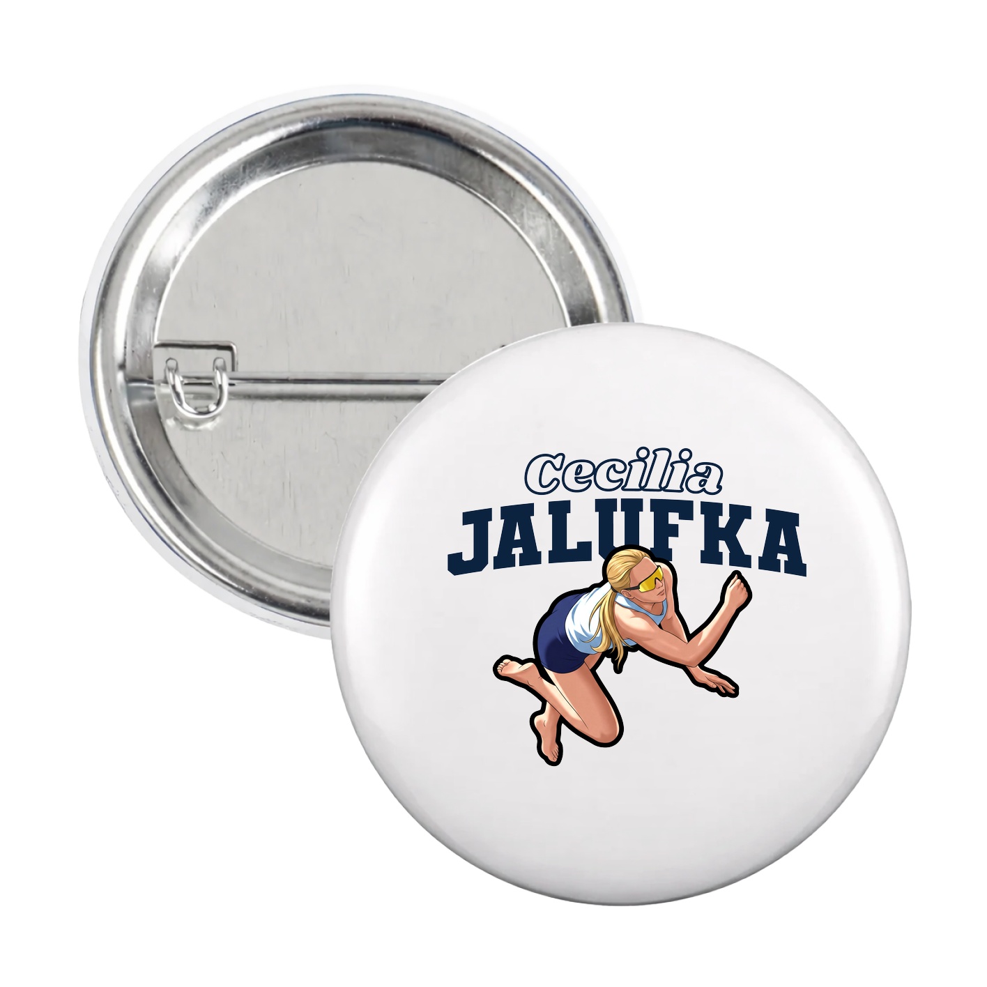 Game Day Button — Name Arch in White