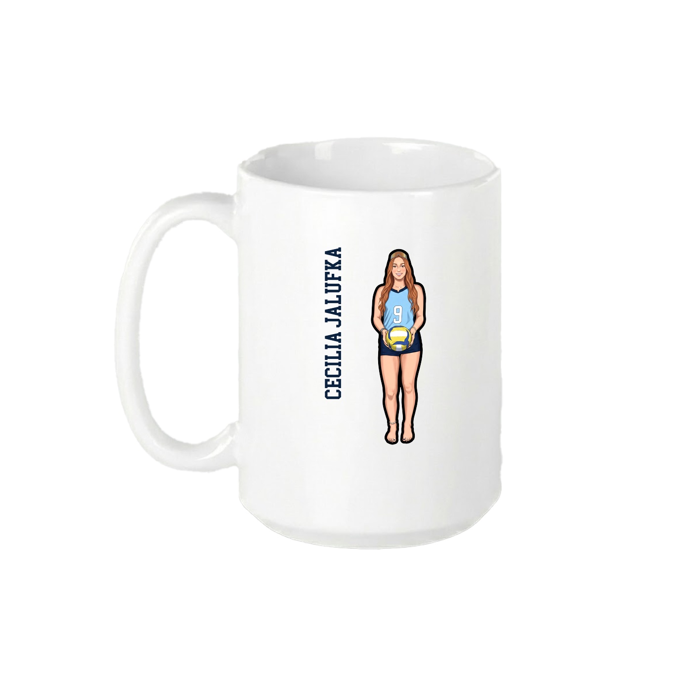 15oz Coffee Mug — Name Vertical in White