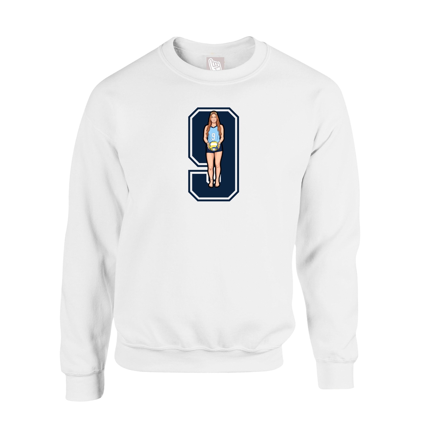 Fleece Crew — Number in White