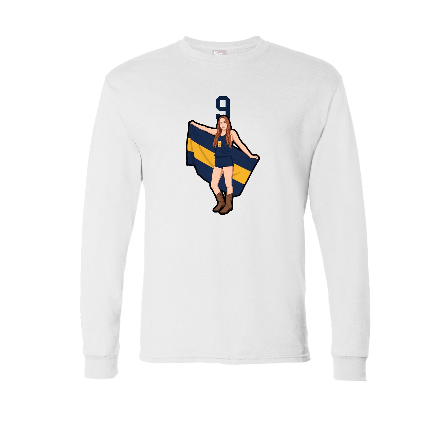 Long Sleeve Tee — Number Top in White