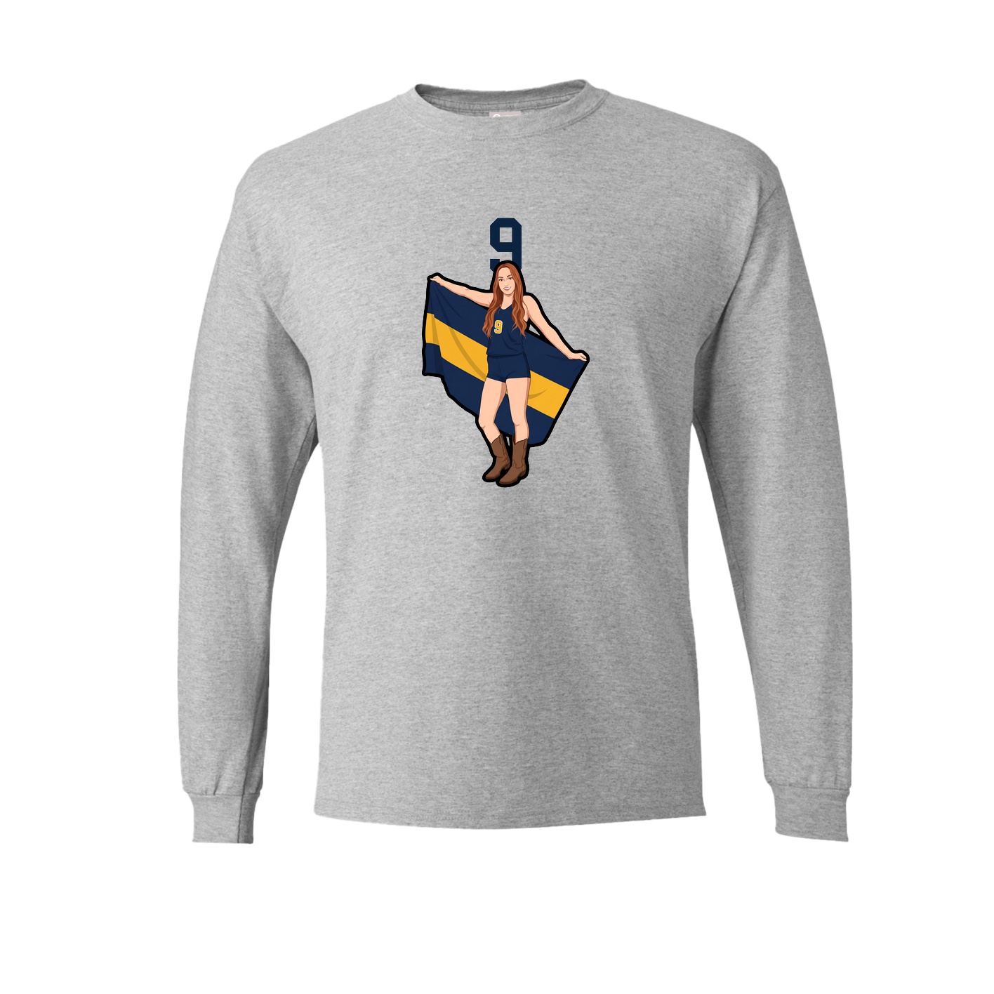 Long Sleeve Tee — Number Top in Grey