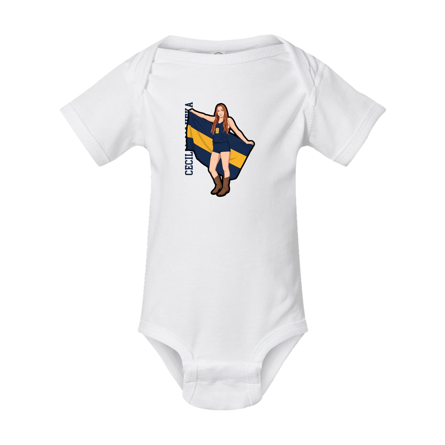 Baby Onesie — Name Vertical in White