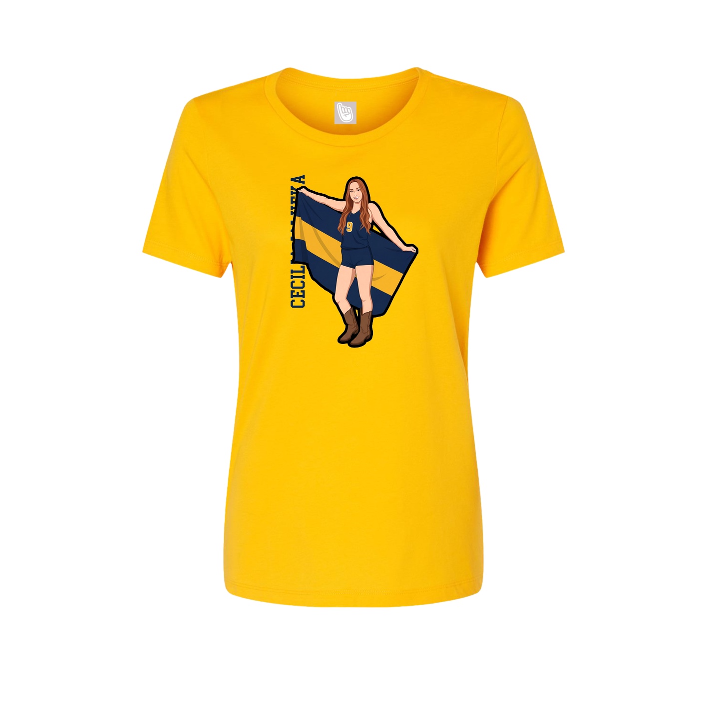 Womens Tee — Name Vertical in Gold