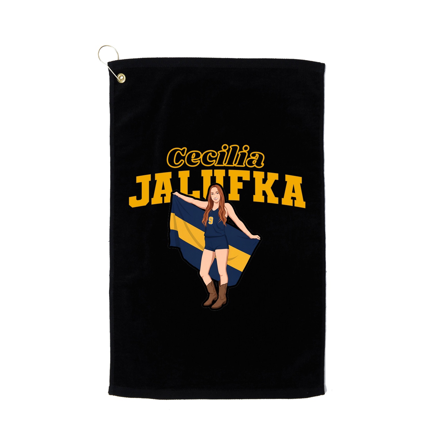 Golf Towel — Name Arch in Black