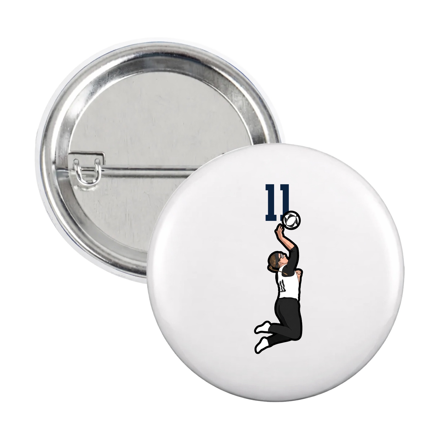 Game Day Button — Number Top in White