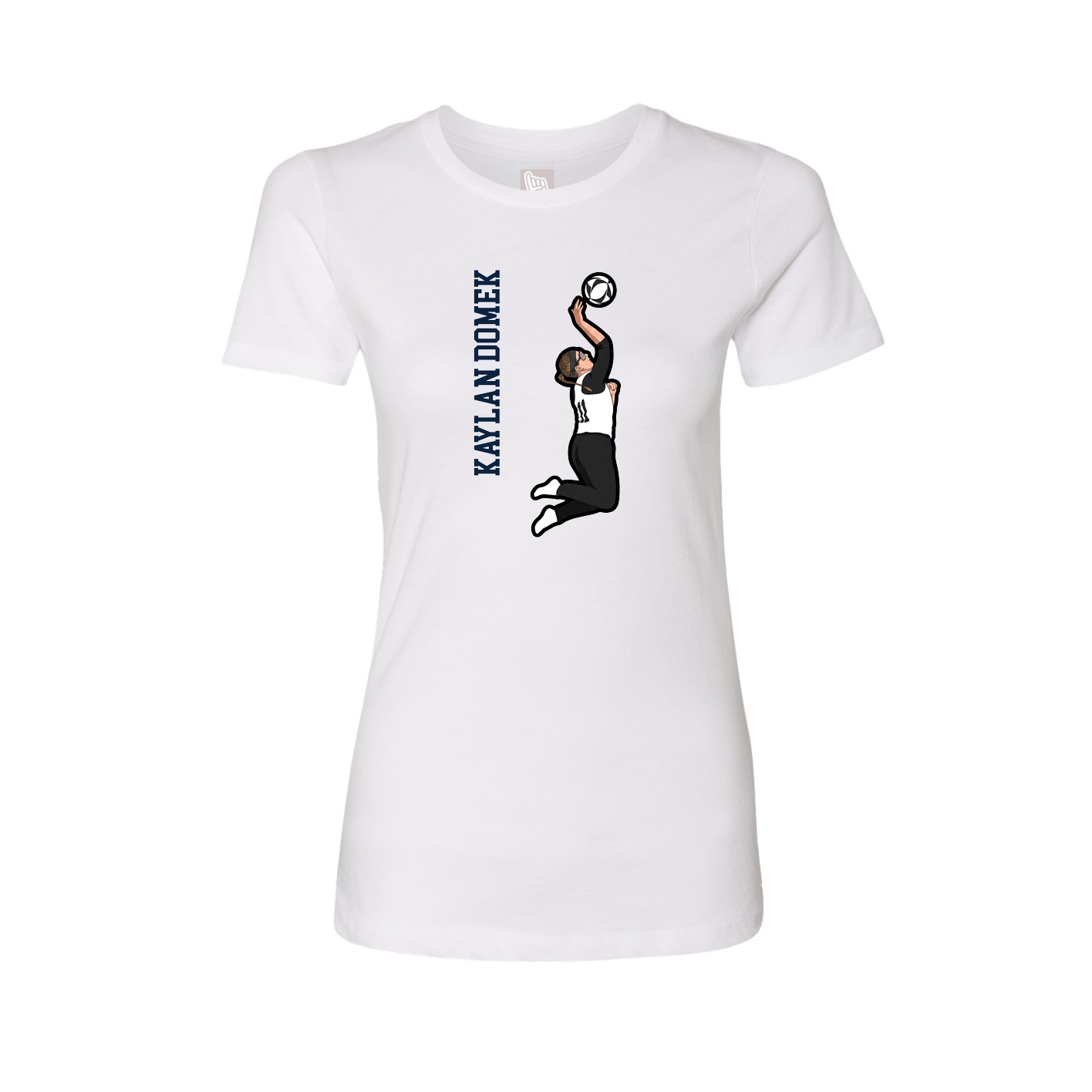 Fitted Women's Tee — Name Vertical in White