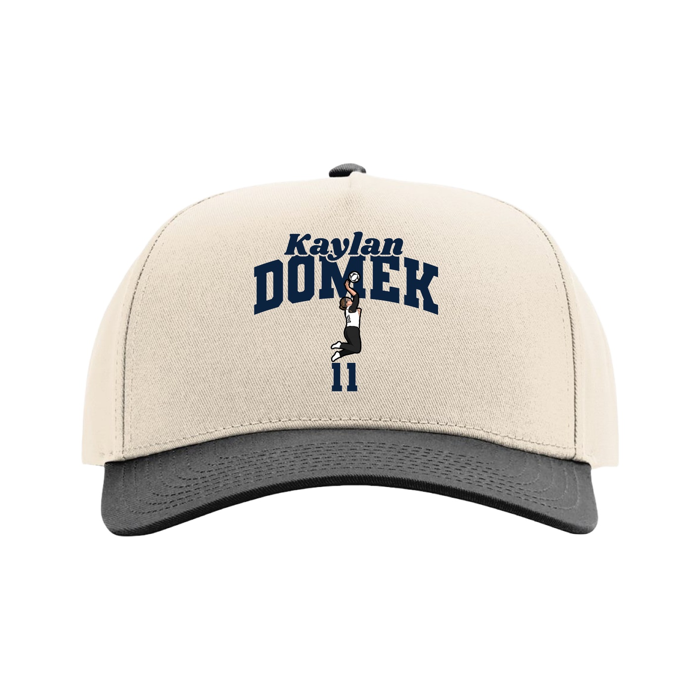 Full Fabric Five-Panel Champ Cap — Signature Arch in Cream/Black