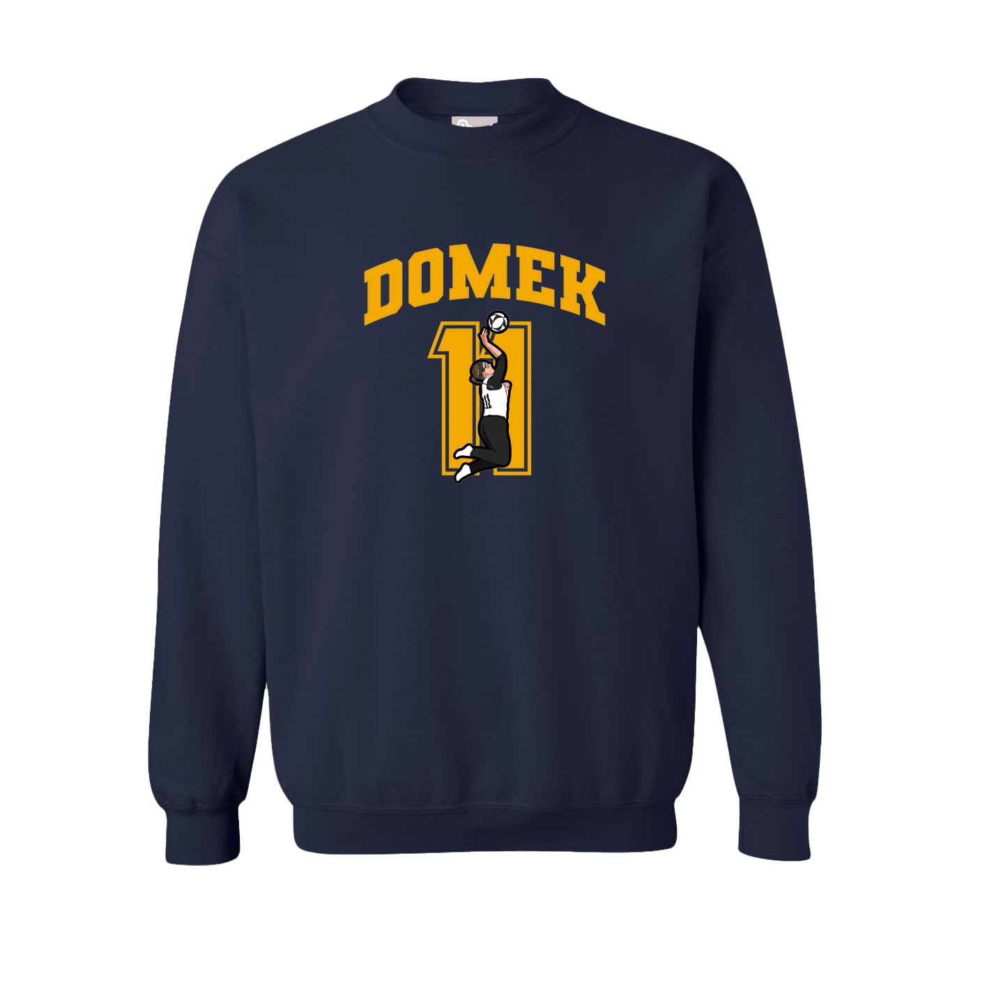 Fleece Crew — Number in Navy
