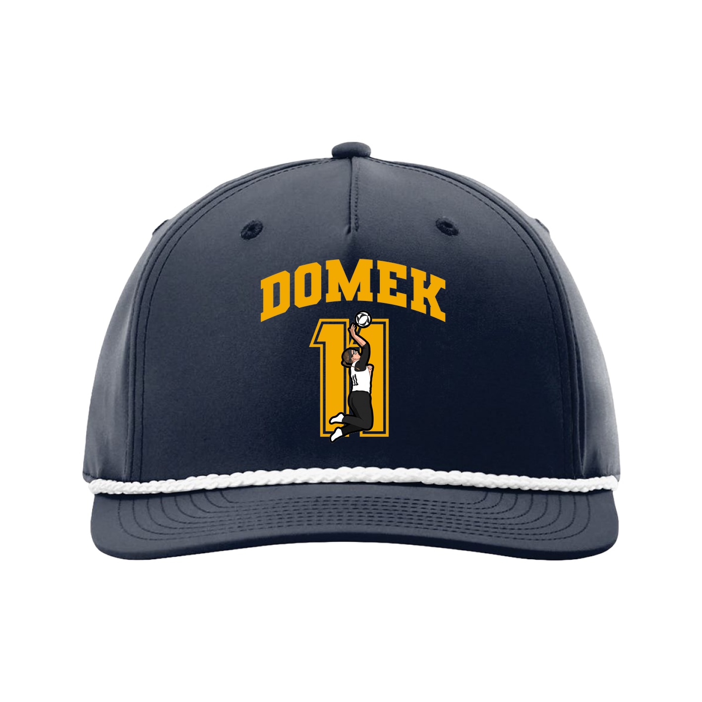 Five-Panel Classic Rope Cap — Number in Navy