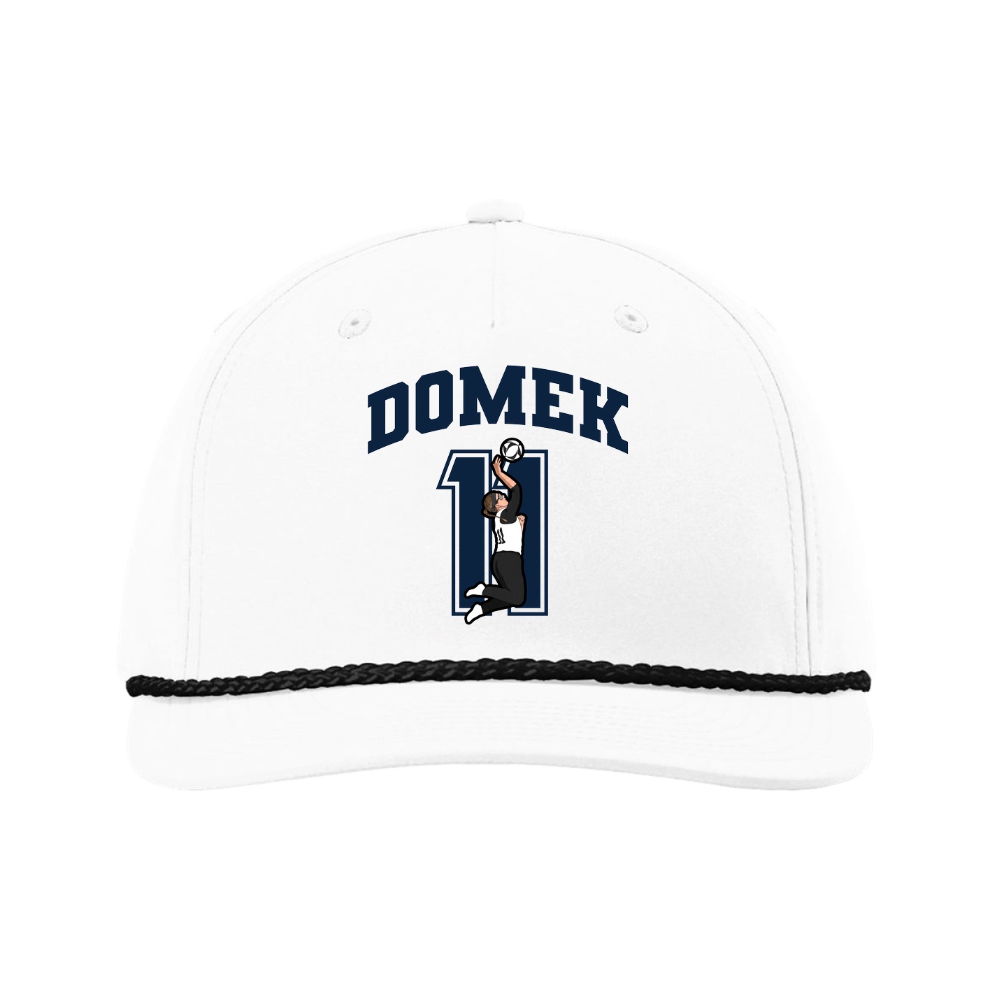 Five-Panel Classic Rope Cap — Number in White