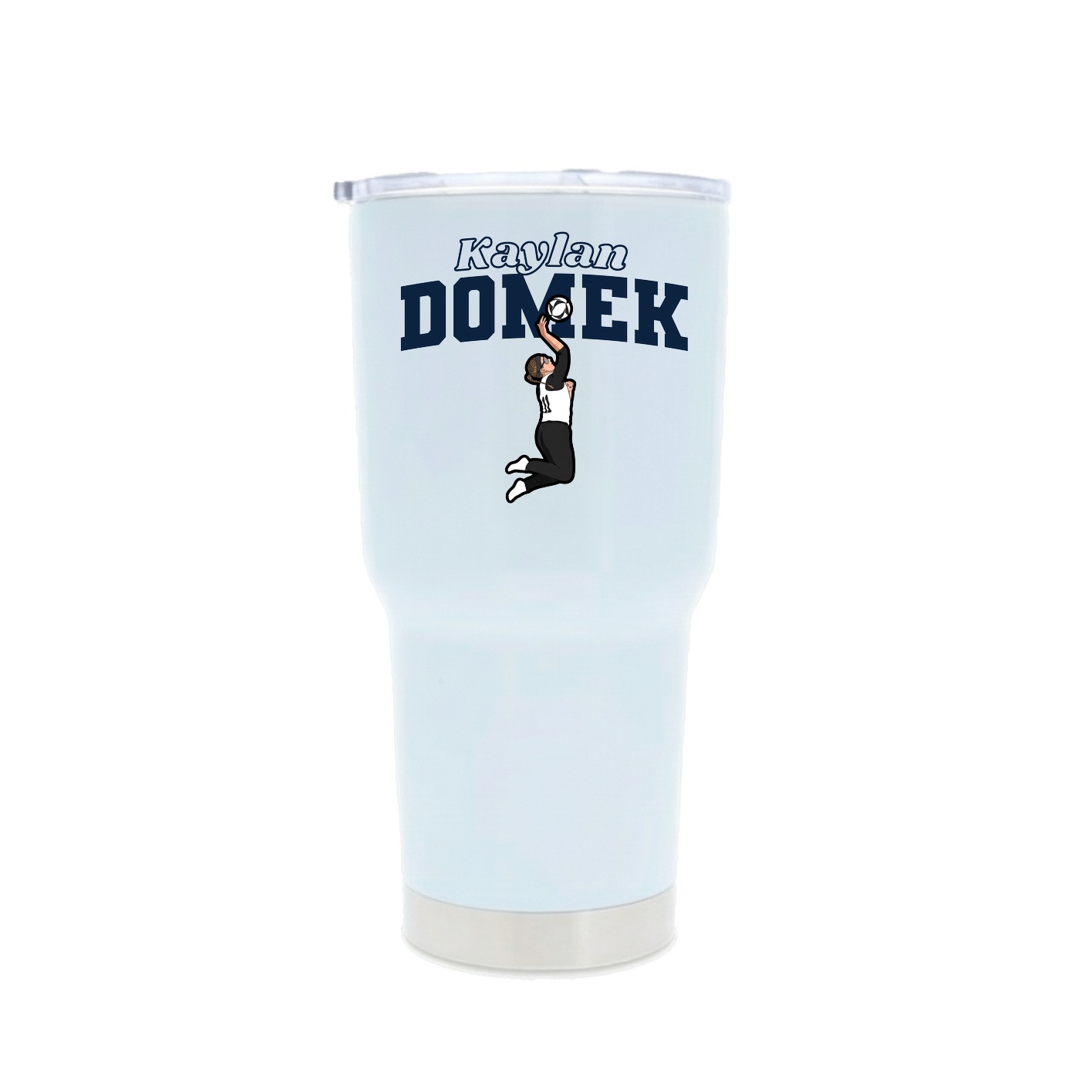 30oz Stainless Steel Tumbler — Name Arch in White