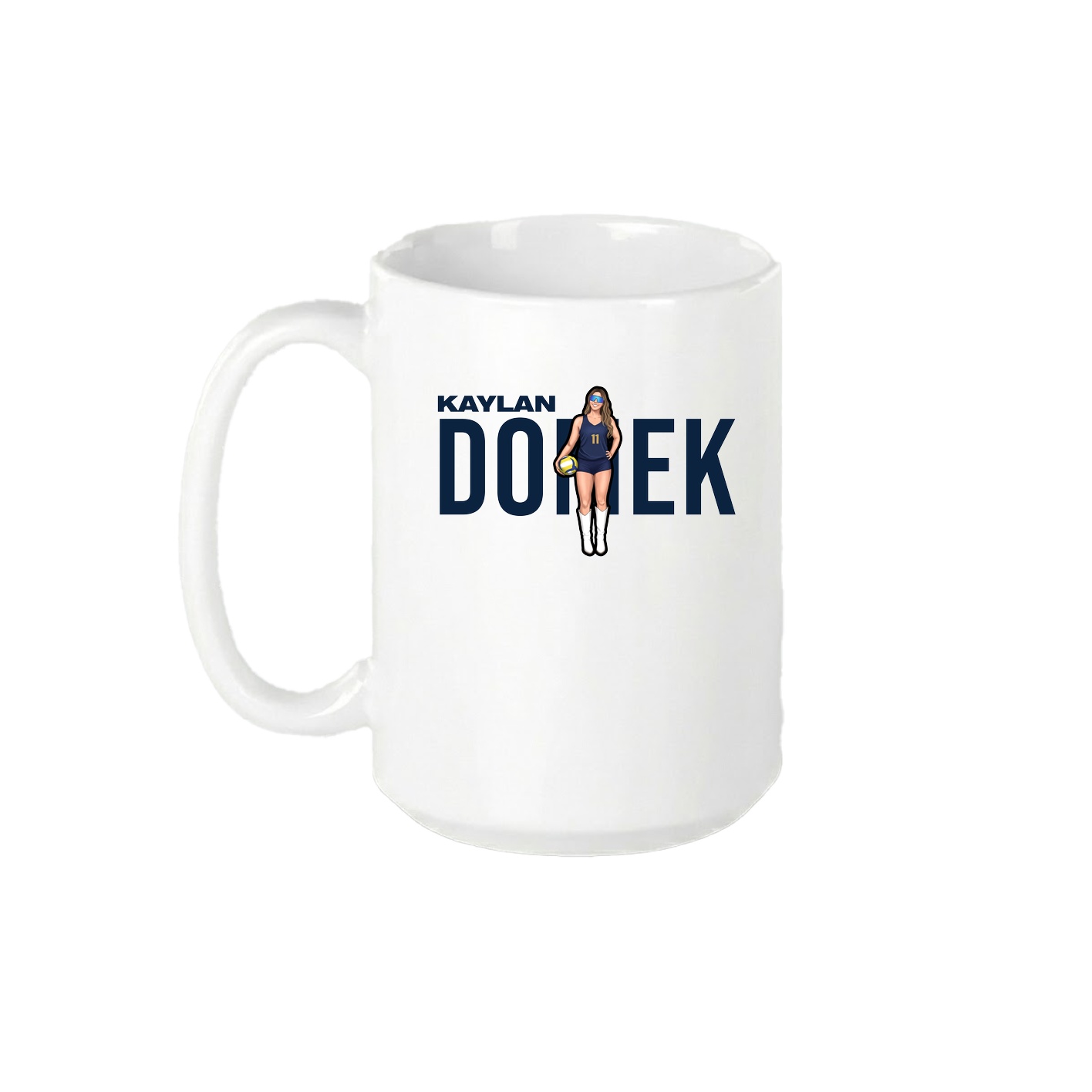 15oz Coffee Mug — Player Name in White