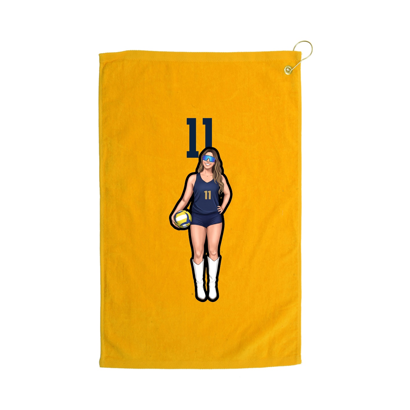Golf Towel — Number Top in Gold